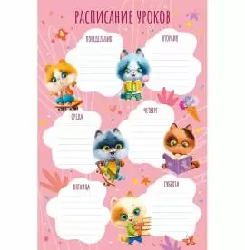Расписание уроков «Ученые котята», А4, мелованный 