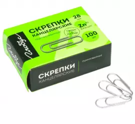 Скрепки 28мм, Globus, 100шт., оцинкованные, карт. 