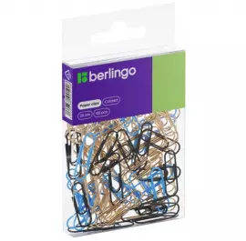 Скрепки 28мм, Berlingo, 100шт., цветные, ПВХ упак.